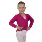 Girls Cerise Pink Knitted Ballet Crossover Cardigan